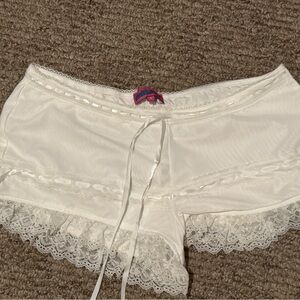 Delicates White Lace Trim Booty shorts
